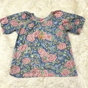Golden Girls 🎃 Retro Vintage Polyester Floral Pink Blue Halloween Costume Top L